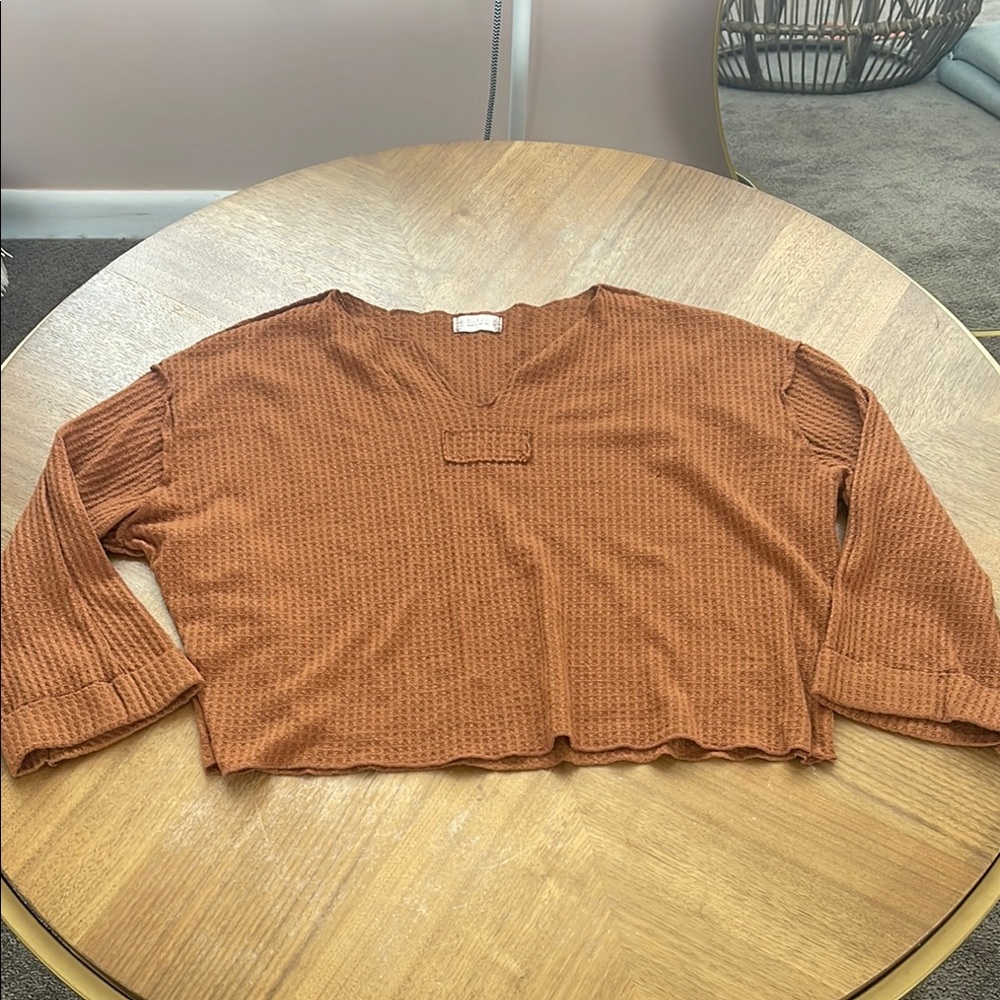 Rust Orange Textured Cropped Top